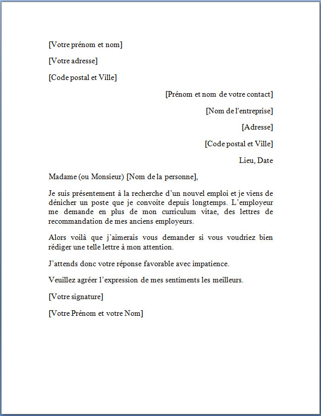 lettre de demande de