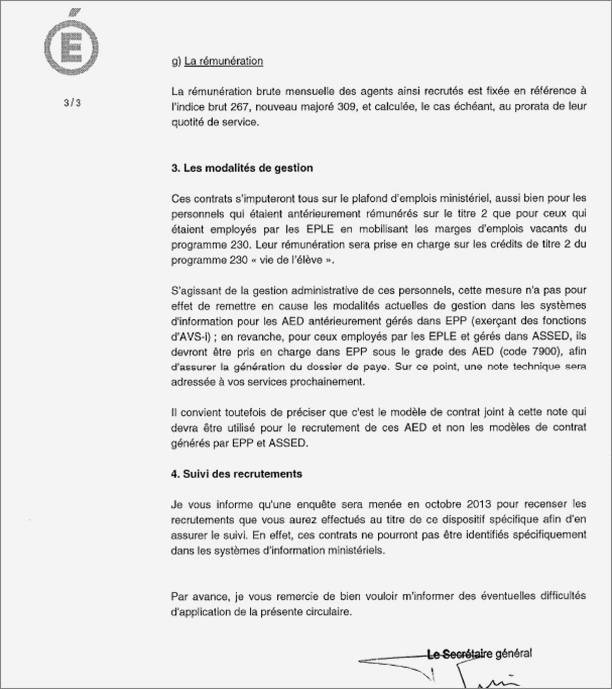 lettre de demission assistant d'education