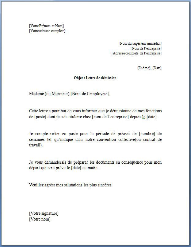 lettre de demission association