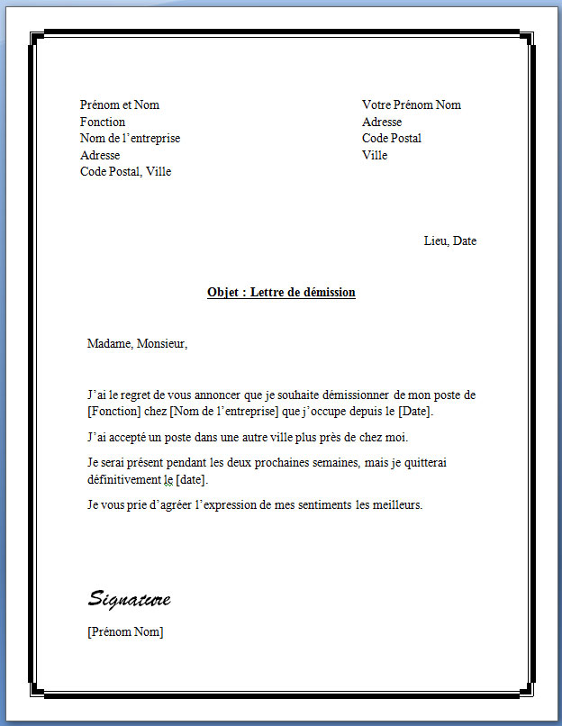 lettre de demission contrat d'apprentissage gratuit