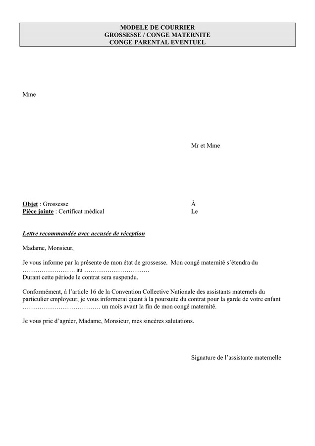 lettre de demission suite a un conge sans solde