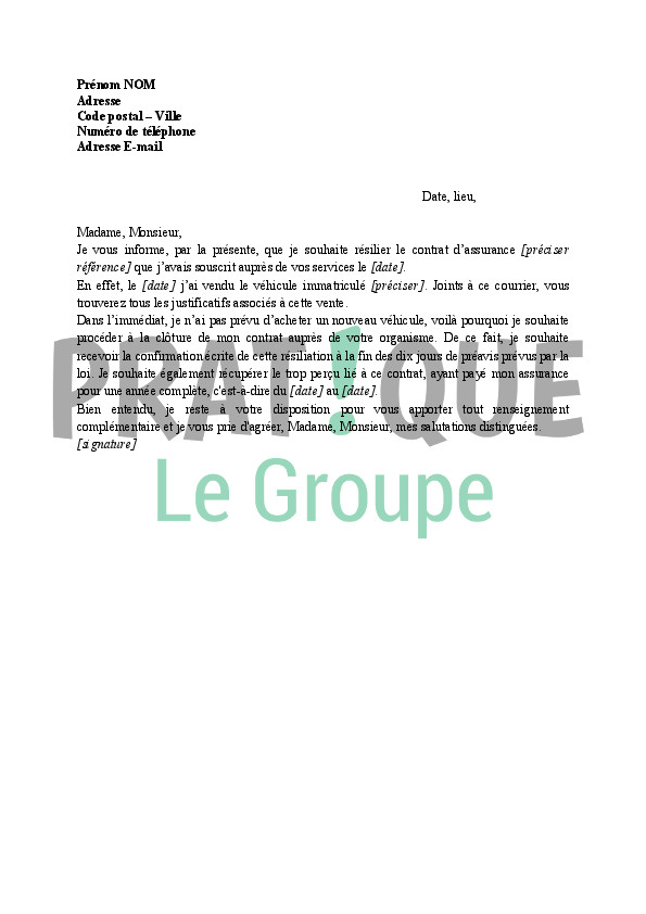lettre de denonciation de contrat