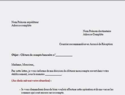 lettre de fermeture de compte