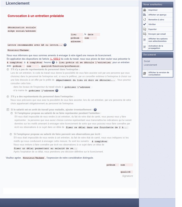 lettre de licenciement inaptitude