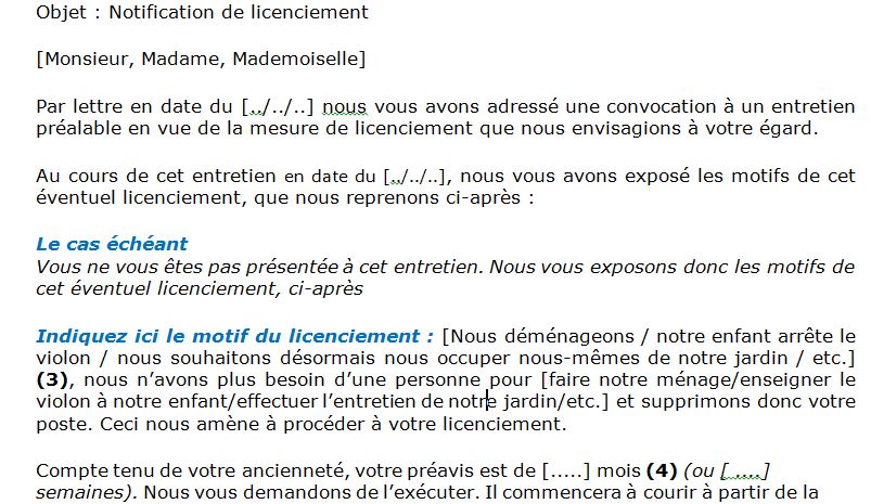lettre de licenciement pour inaptitude professionnelle