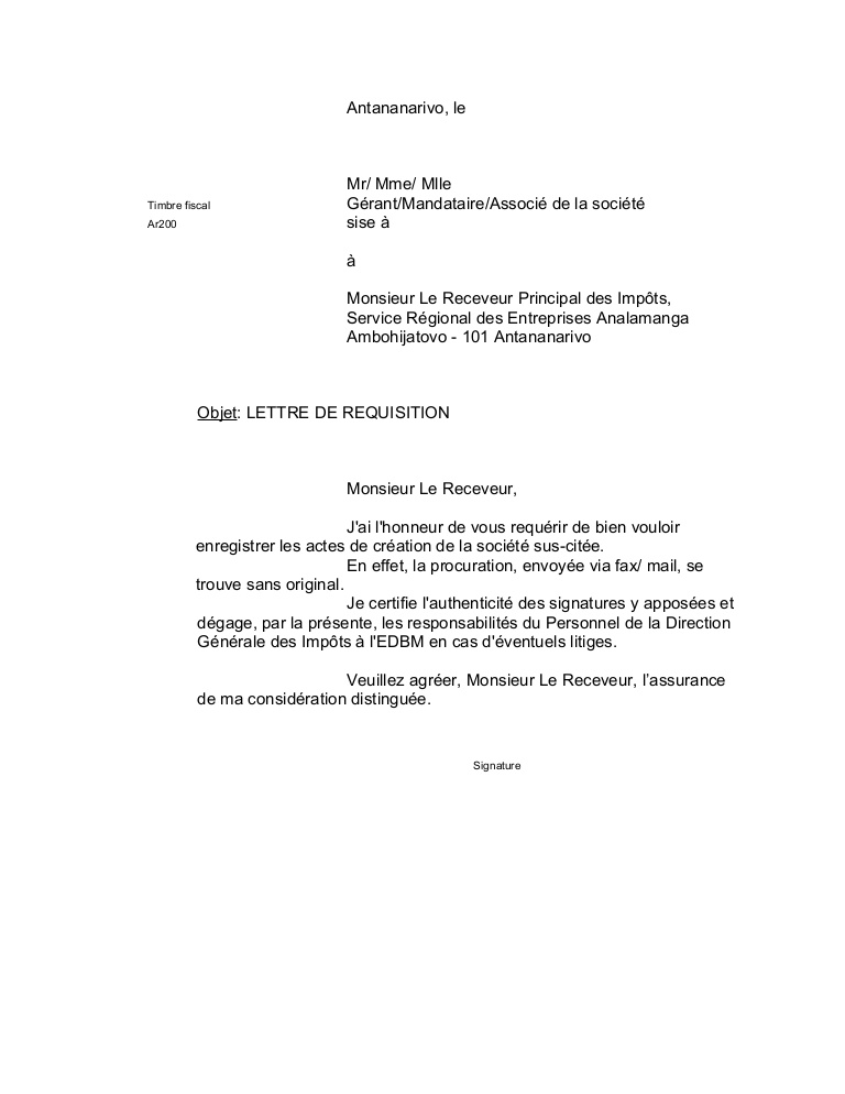 lettre de mandataire