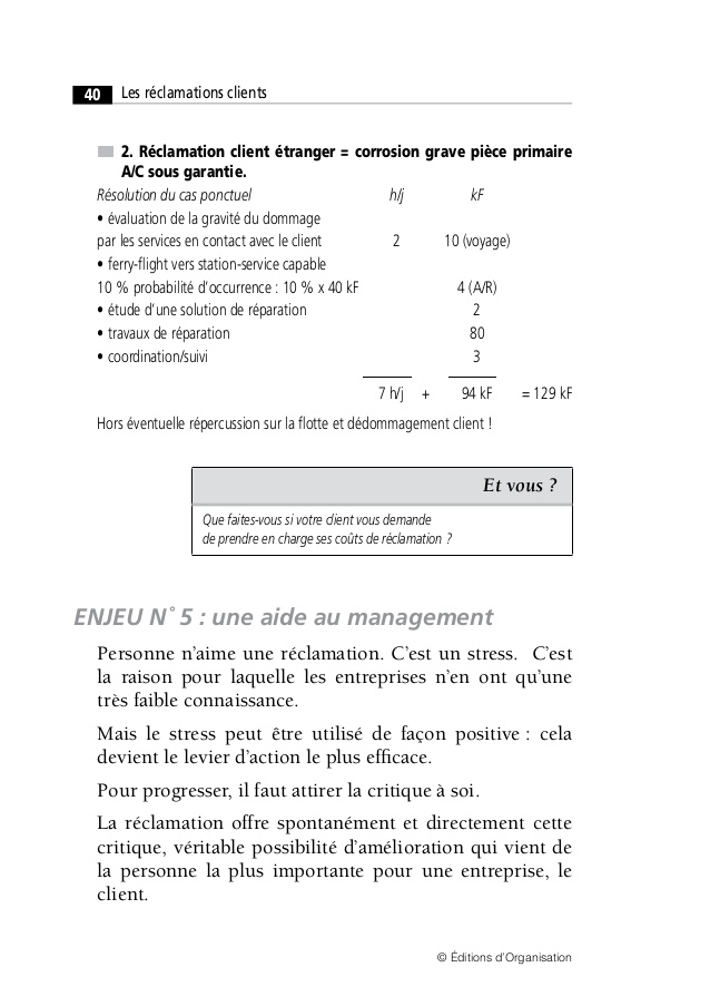 lettre de mecontentement d'un service