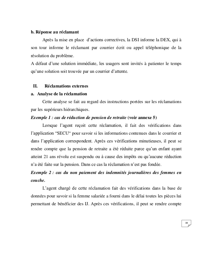 lettre de mecontentement d'une prestation de service