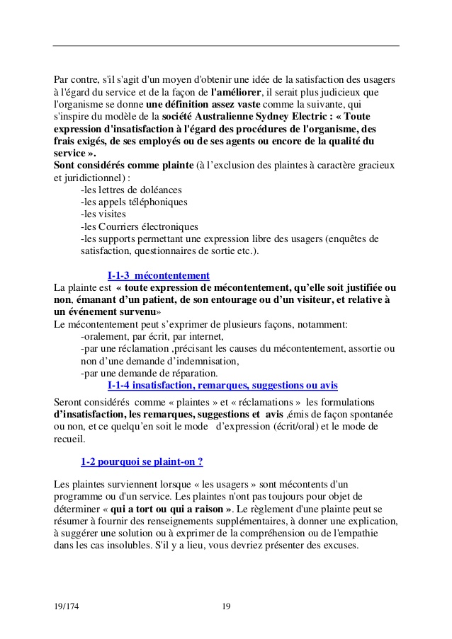 lettre de mecontentement d'une prestation de service