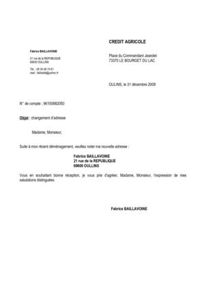 lettre de modification d'adresse