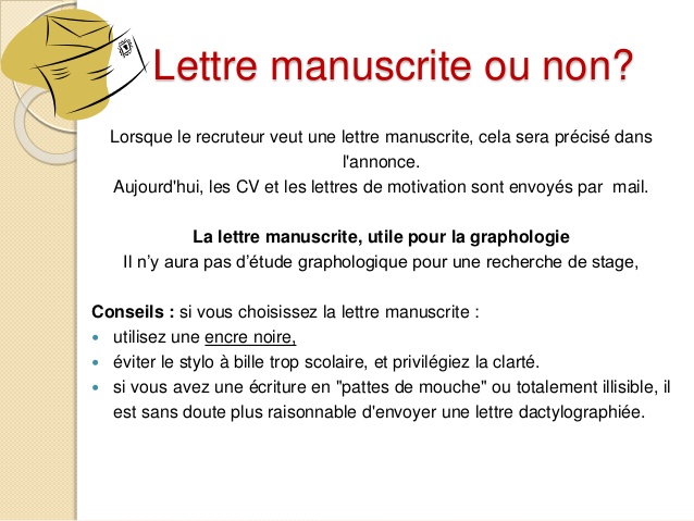 lettre de motivation a la main ou a l'ordinateur