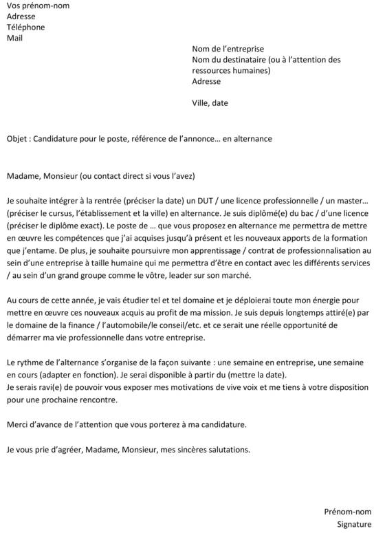 lettre de motivation bts ava modele