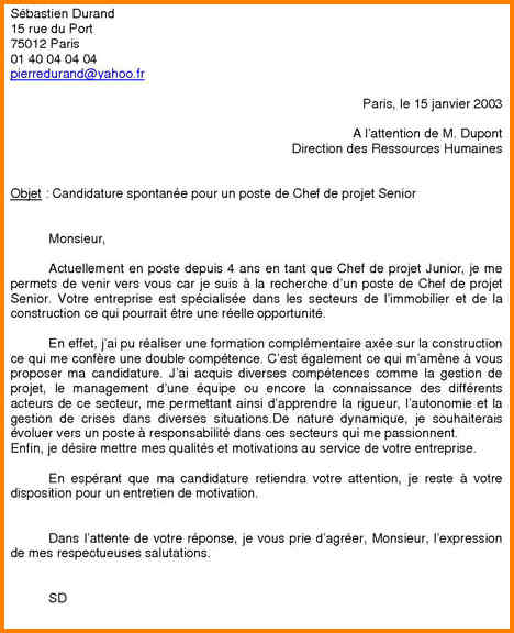 lettre de motivation candidature spontanee gratuit