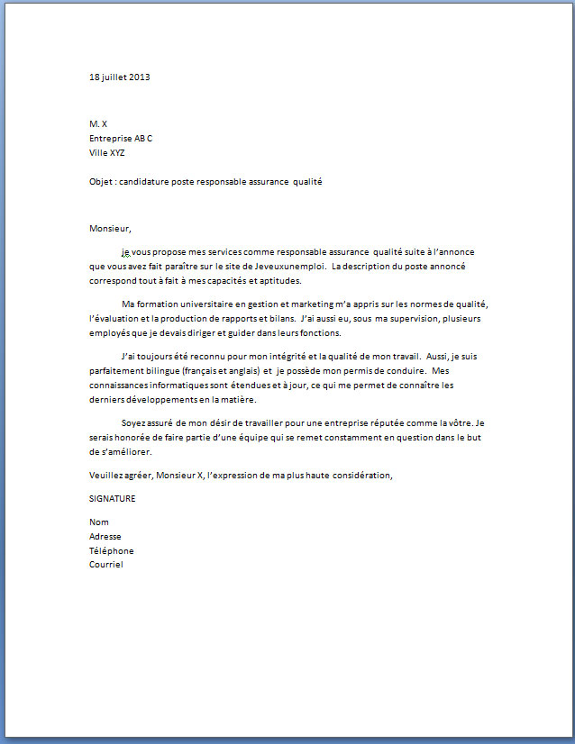 lettre de motivation d'hotesse d'accueil