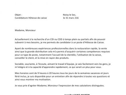 lettre de motivation d'hotesse d'accueil