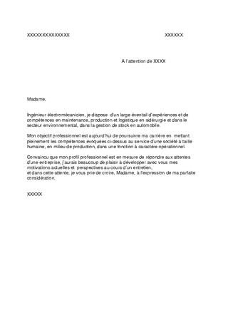 lettre de motivation electromecanicien