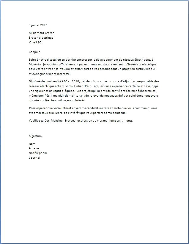 lettre de motivation electromecanicien