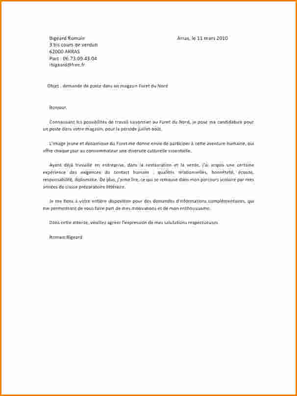 lettre de motivation emploie saisonnier