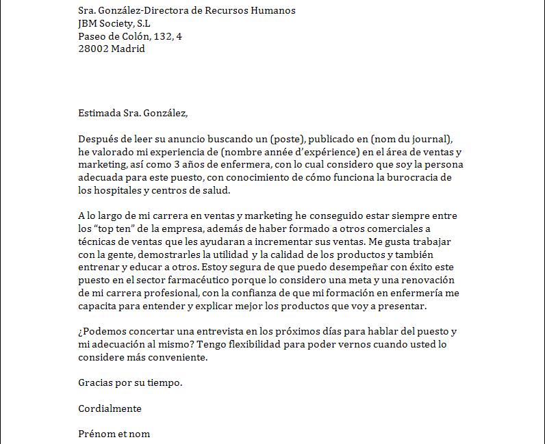 lettre de motivation en reponse a une offre