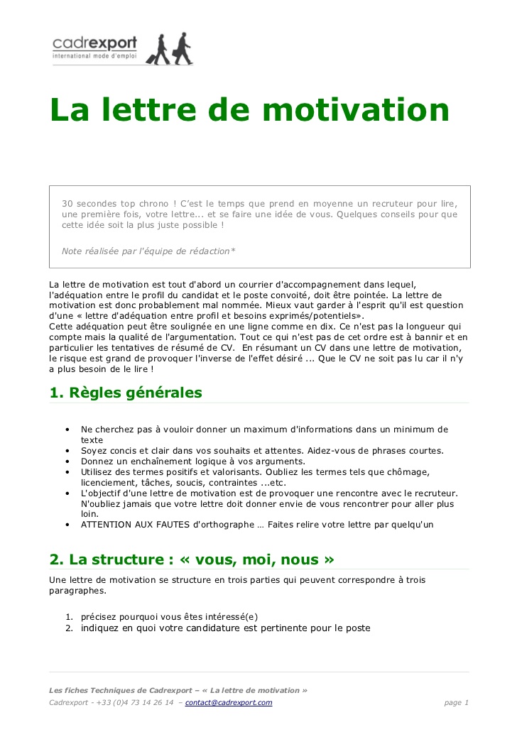 lettre de motivation gestion de projet