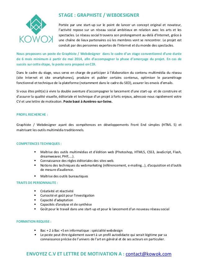 lettre de motivation graphiste stage