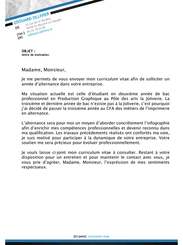lettre de motivation graphiste