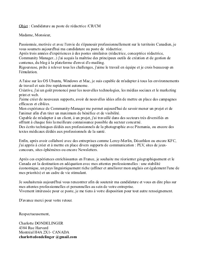 lettre de motivation gratuite manager