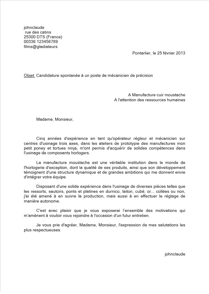 lettre de motivation manuelle ou informatique