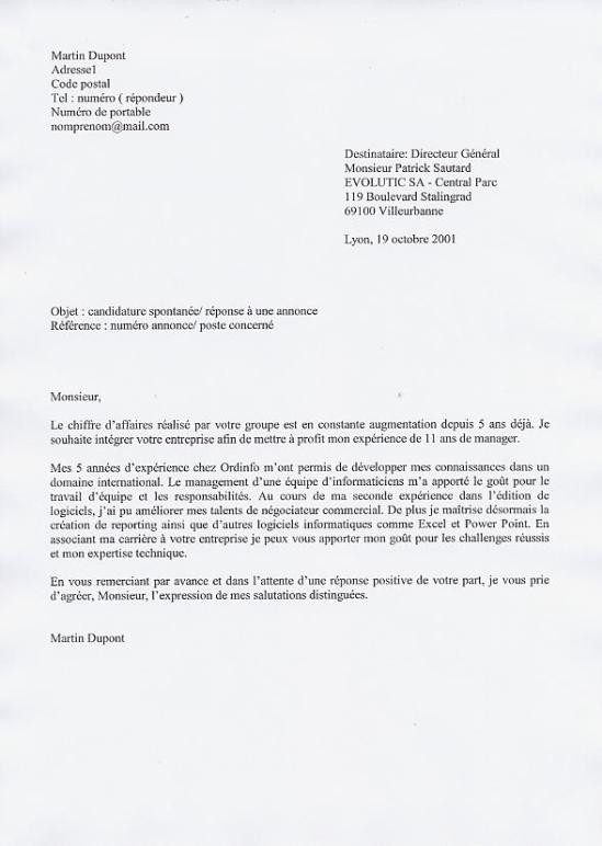lettre de motivation manuelle ou informatique