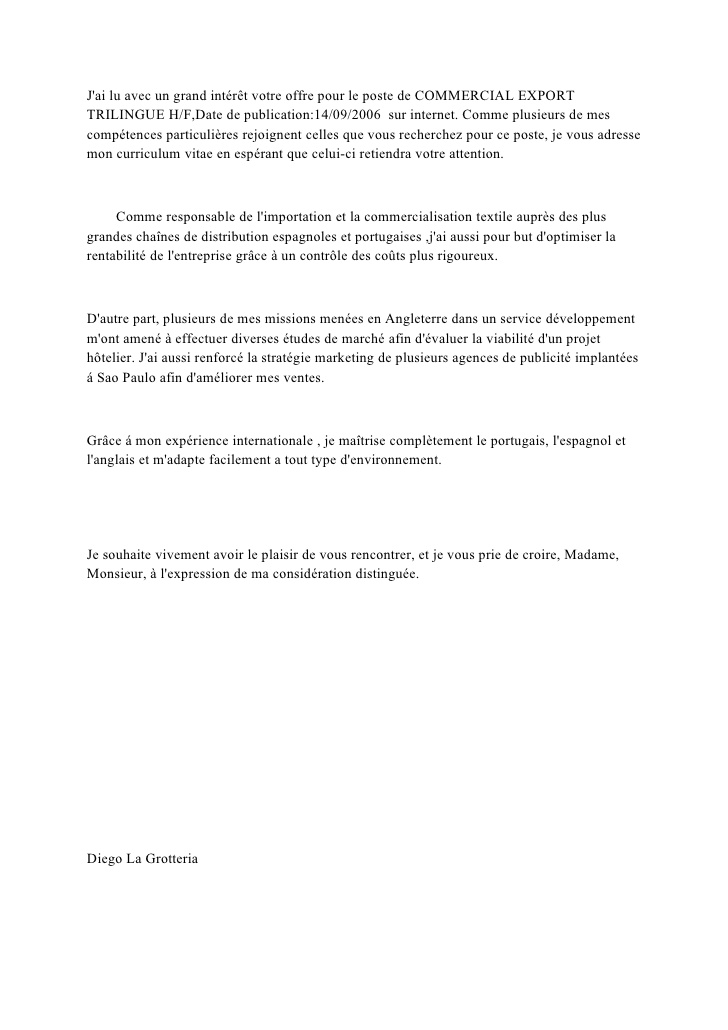lettre de motivation pour attache commercial