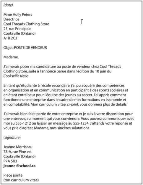 lettre de motivation pour emploi exemple
