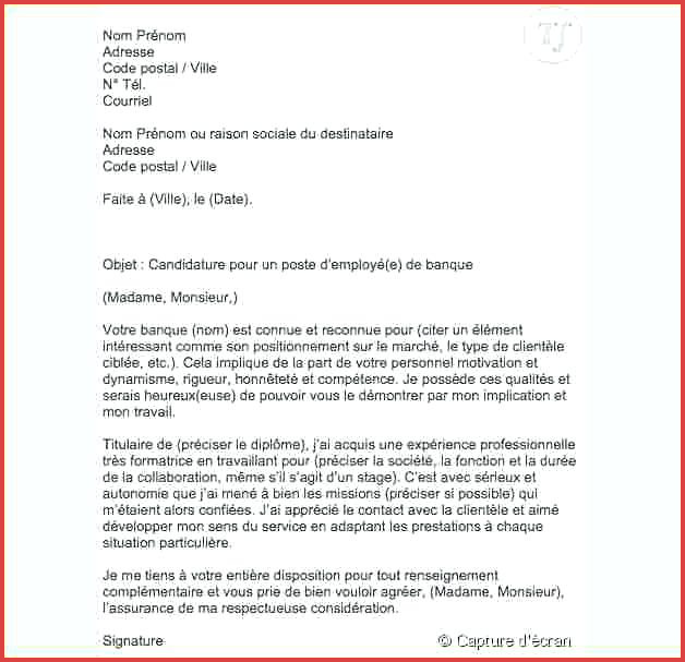 lettre de motivation pour emploi saisonnier banque