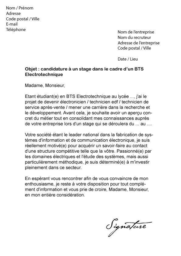 lettre de motivation pour parloir