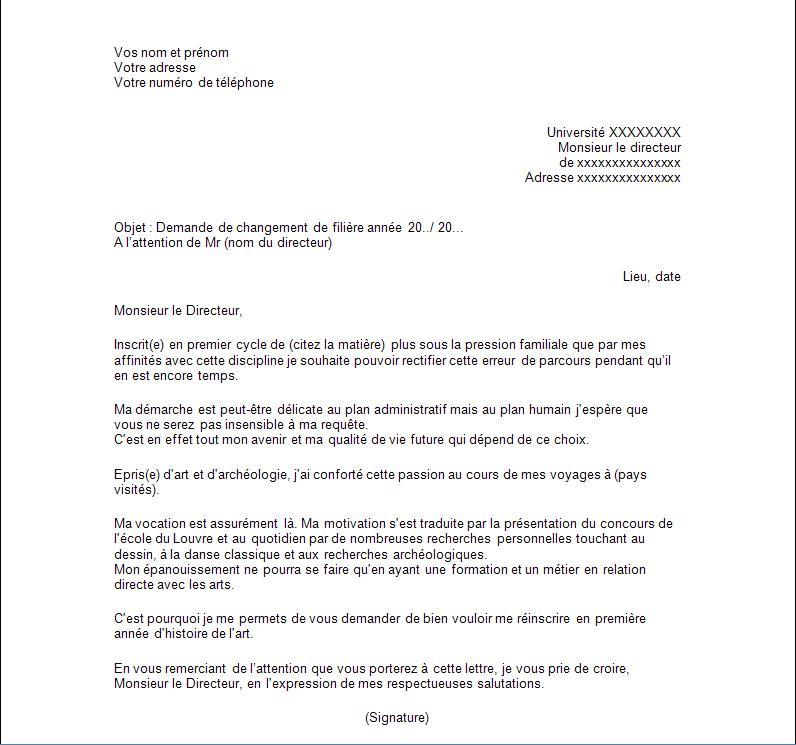 lettre de motivation pour reorientation scolaire