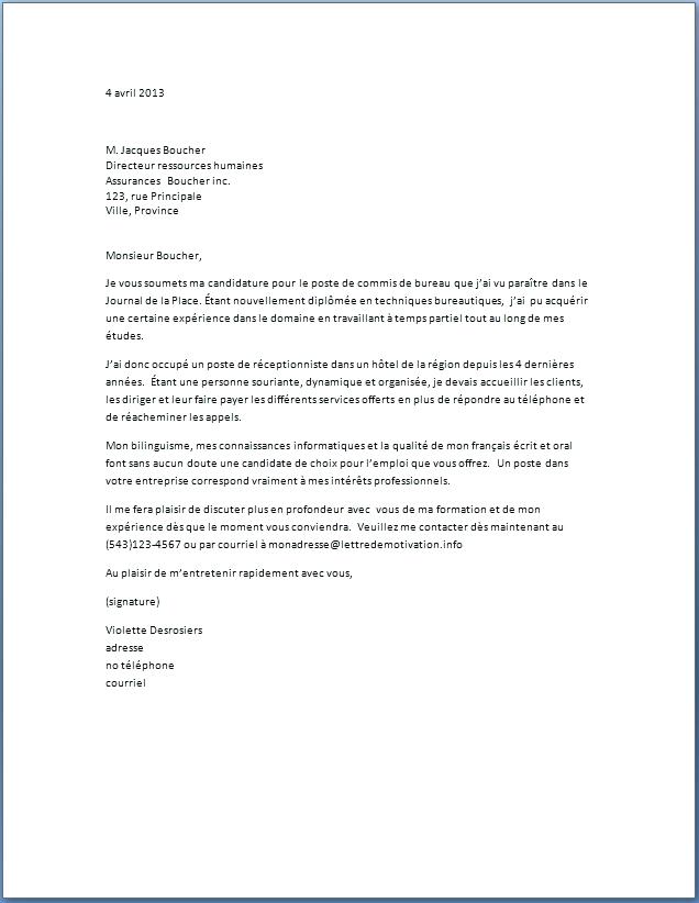 lettre de motivation pour travailler dans un hotel