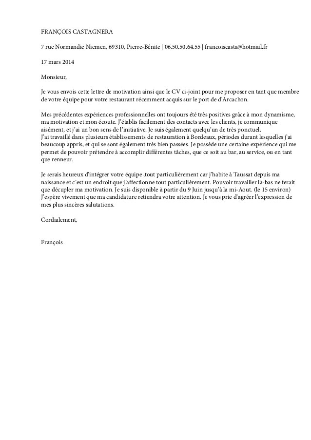 lettre de motivation pour un voyage scolaire