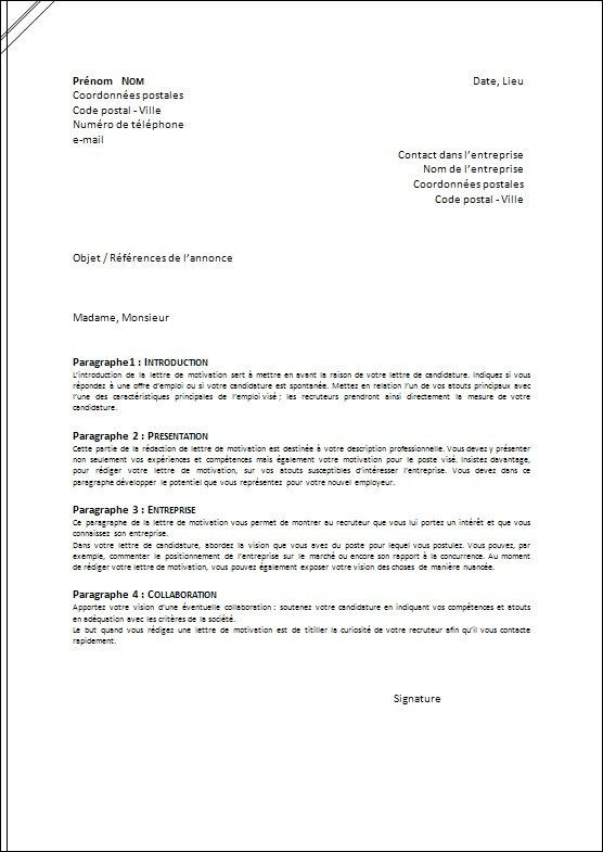 lettre de motivation pour une aide