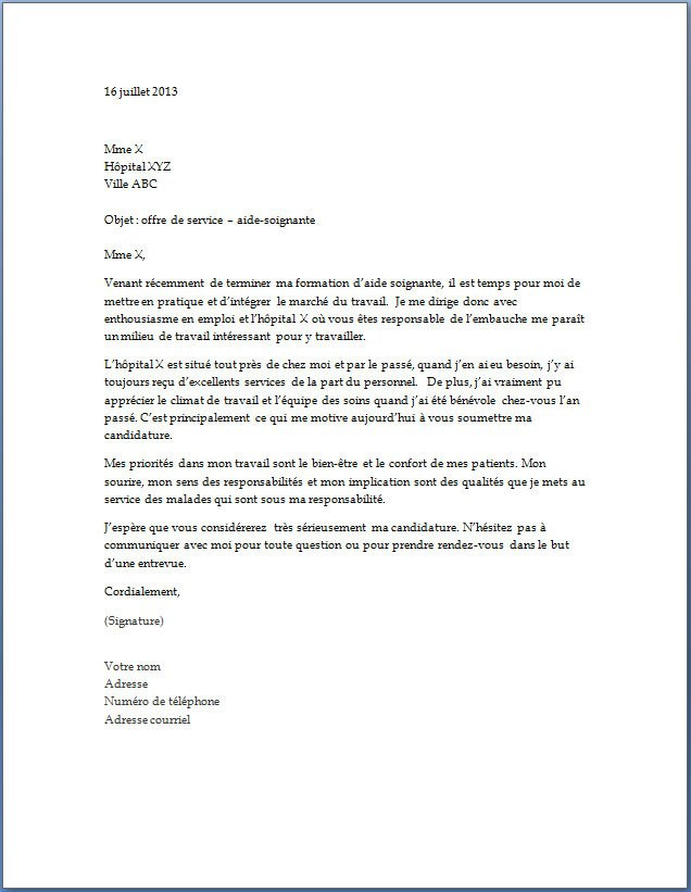 lettre de motivation pour une aide
