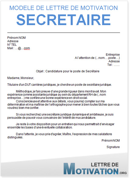lettre de motivation secretaire commerciale