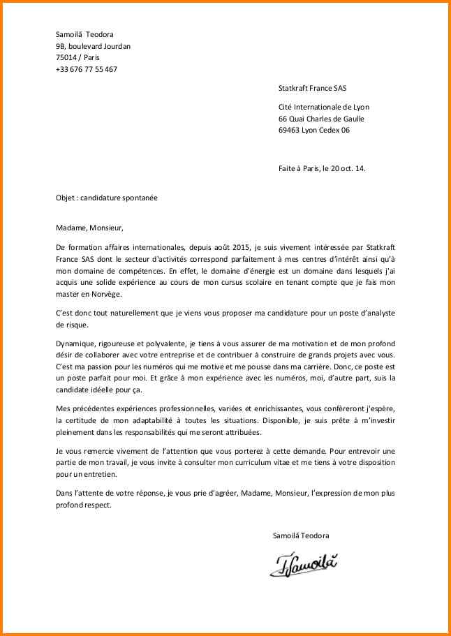lettre de motivation spontanee secretaire gratuite