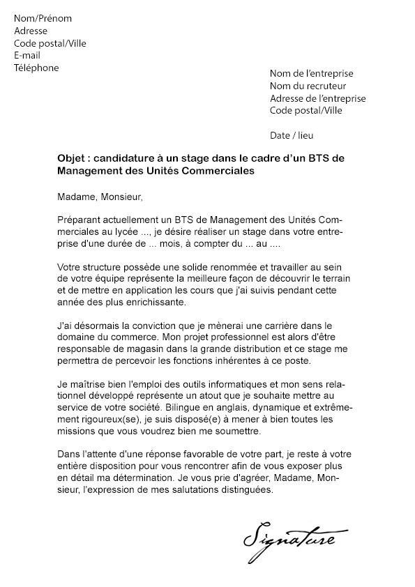 lettre de motivation stage en entreprise bts muc