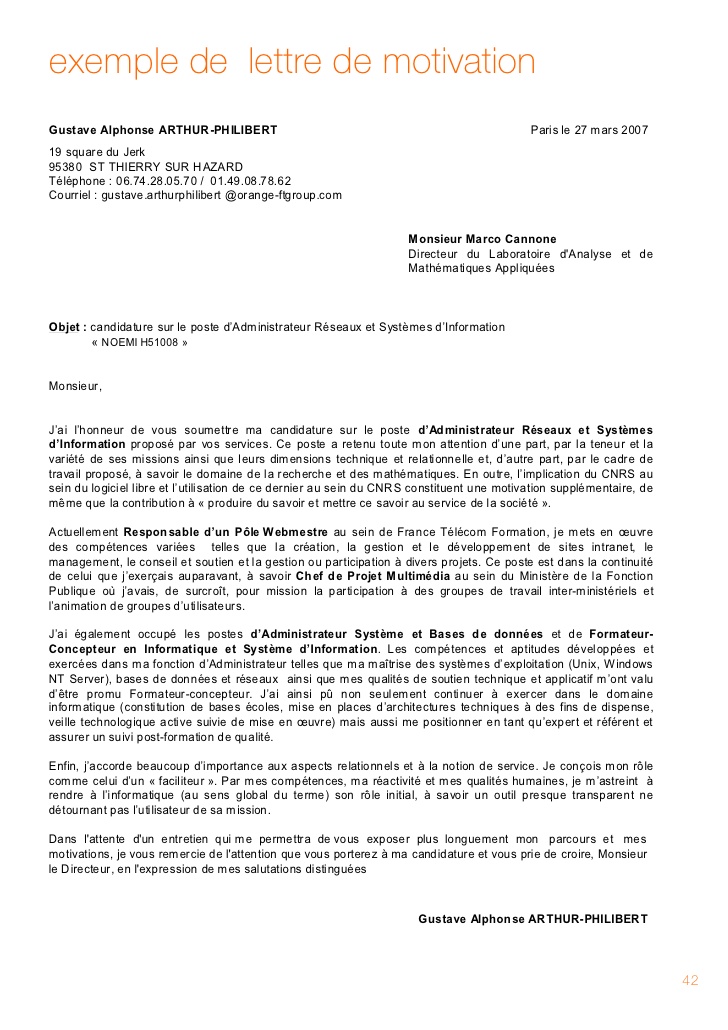 lettre de motivation telecommunication