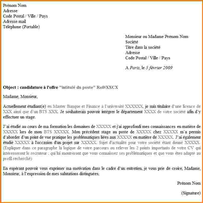 lettre de motivation titre