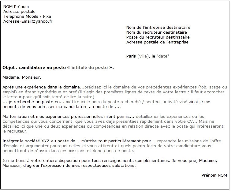 lettre de motivation typ