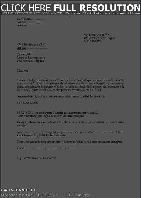 lettre de preavis d'un mois