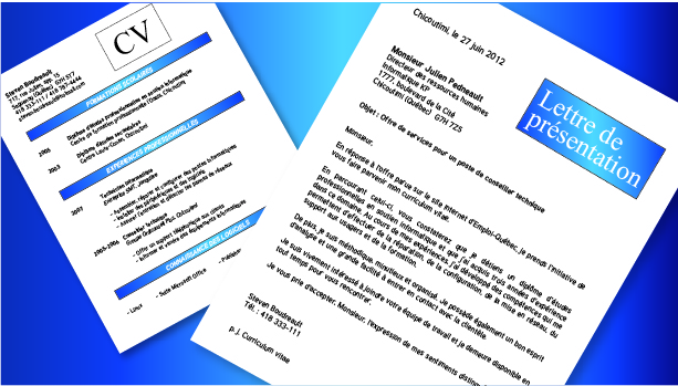 lettre de presentation curriculum vitae