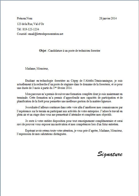 lettre de presentation