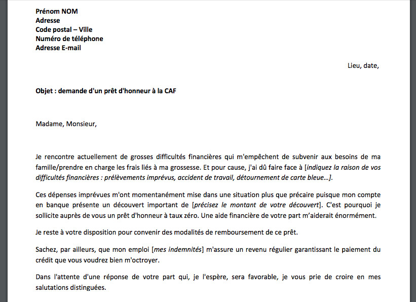 lettre de pret de voiture