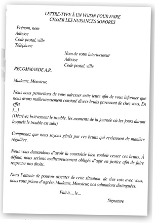 lettre de probleme de voisinage