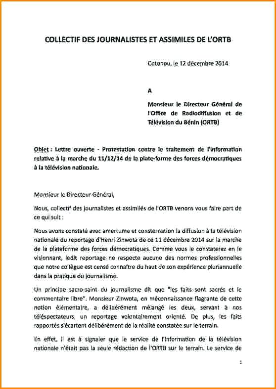 lettre de protestation exemple